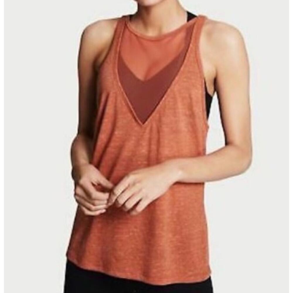 Victoria's Secret Sport Mesh Front Tank Top Orange Size L